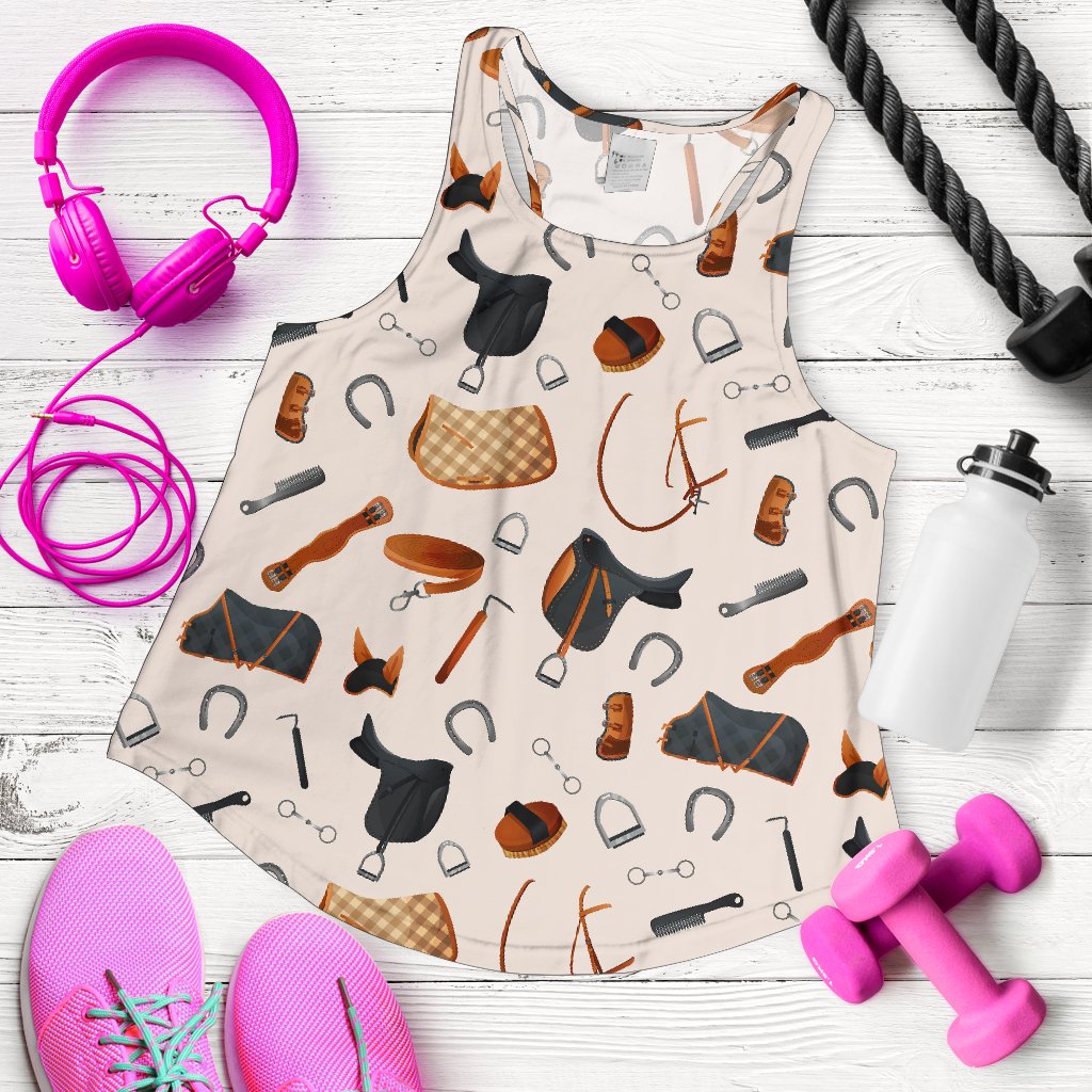Equestrian Equipment Print Pattern Women Racerback Tank Top