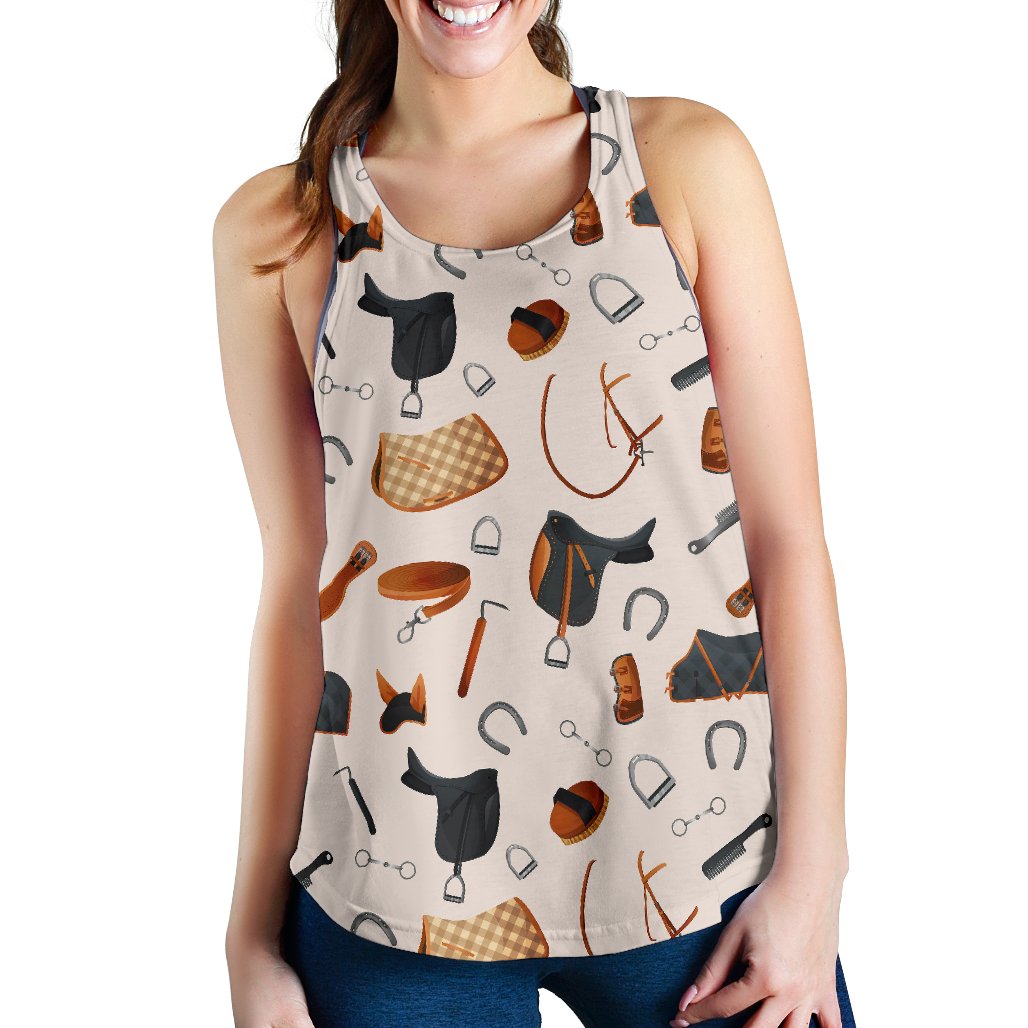 Equestrian Equipment Print Pattern Women Racerback Tank Top