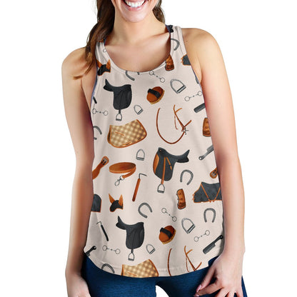 Equestrian Equipment Print Pattern Women Racerback Tank Top
