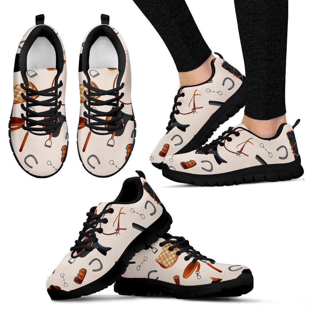 Equestrian Equipment Print Pattern Women Sneakers Shoes