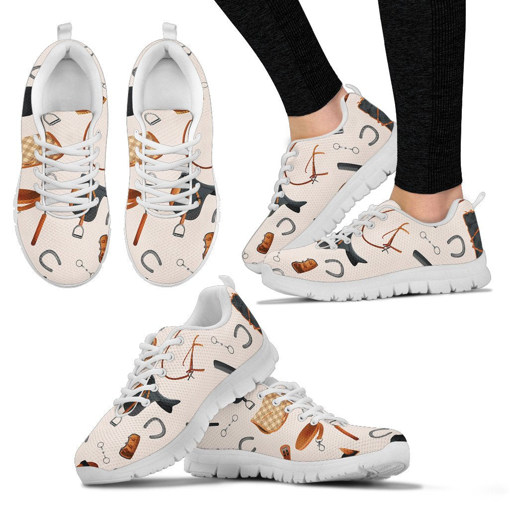 Equestrian Equipment Print Pattern Women Sneakers Shoes