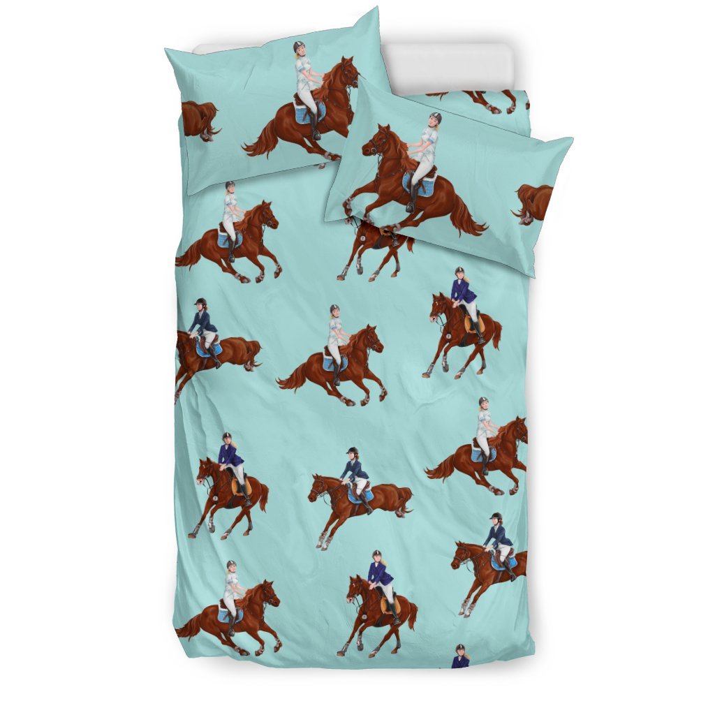 Equestrian Horse Riding Duvet Cover Bedding Set
