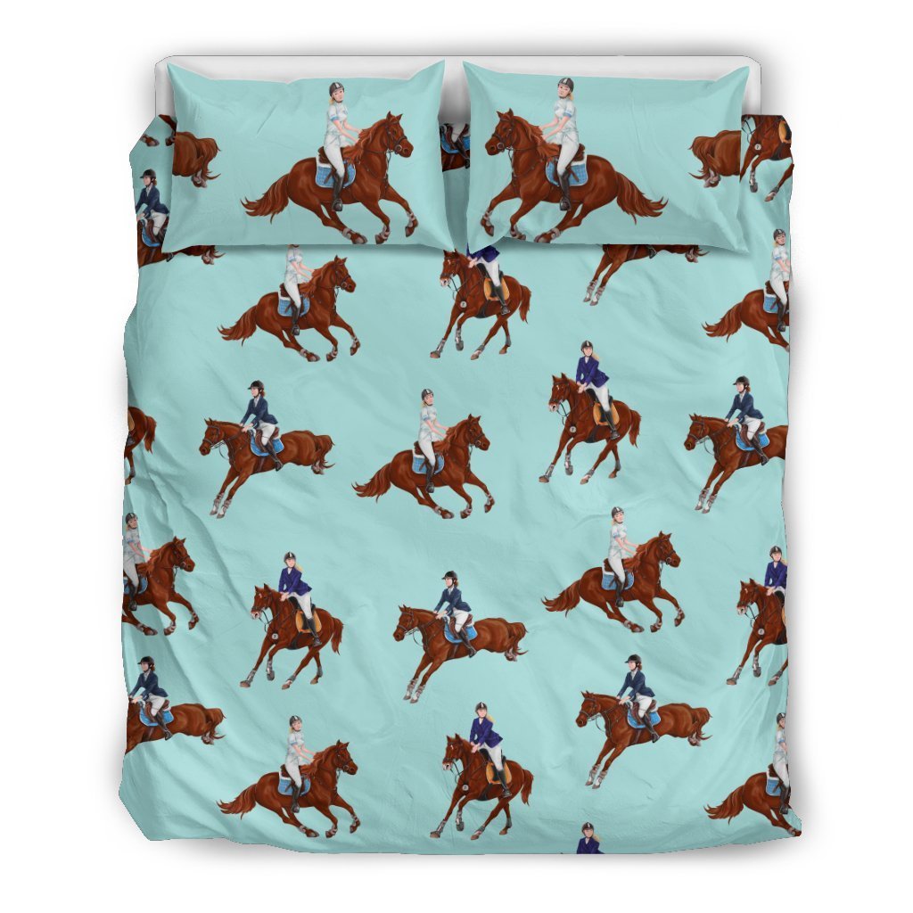 Equestrian Horse Riding Duvet Cover Bedding Set