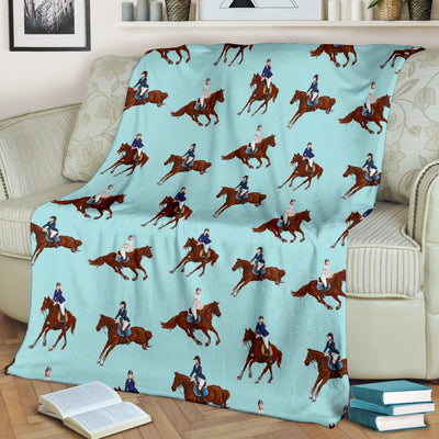 Equestrian Horse Riding Fleece Blanket