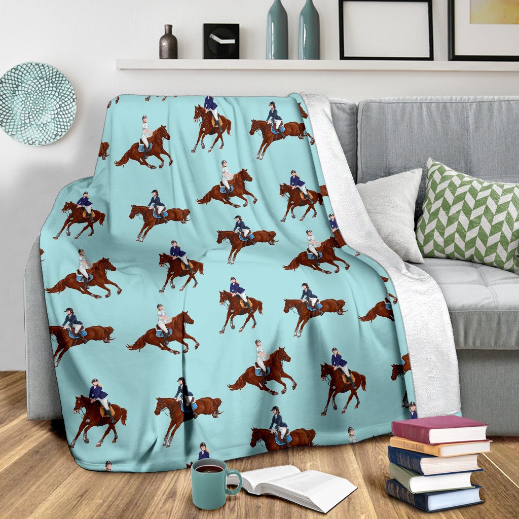 Equestrian Horse Riding Fleece Blanket