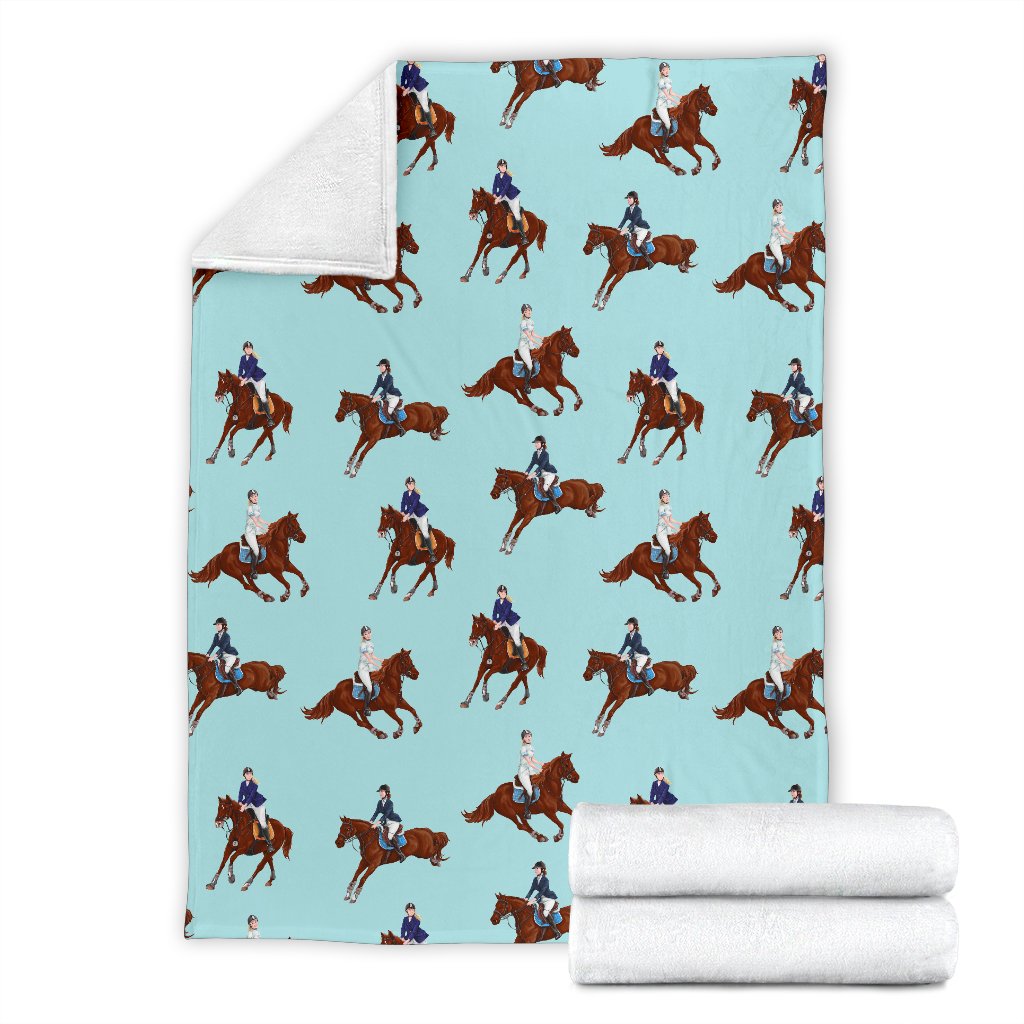 Equestrian Horse Riding Fleece Blanket