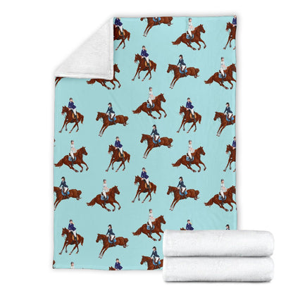 Equestrian Horse Riding Fleece Blanket