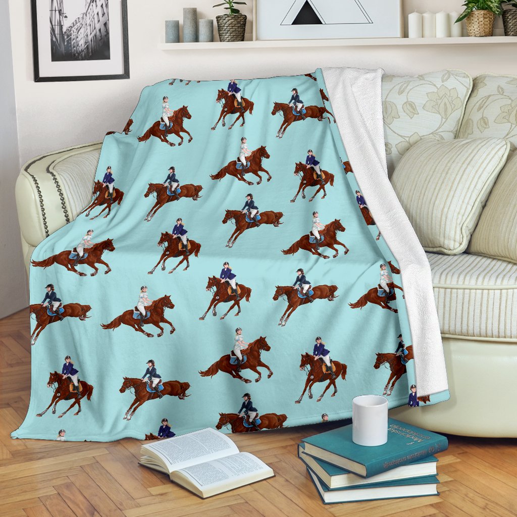 Equestrian Horse Riding Fleece Blanket