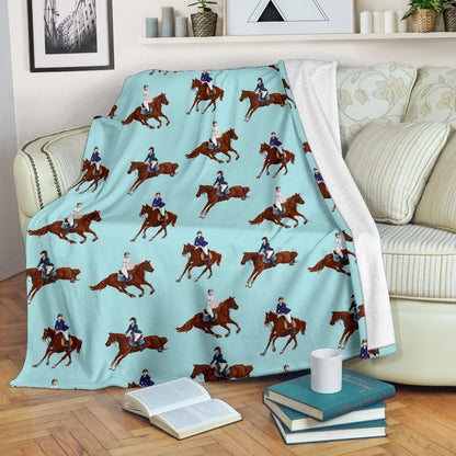 Equestrian Horse Riding Fleece Blanket