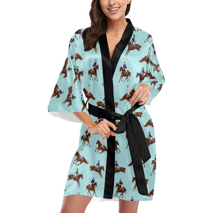 Equestrian Horse Riding Women Short Kimono Robe
