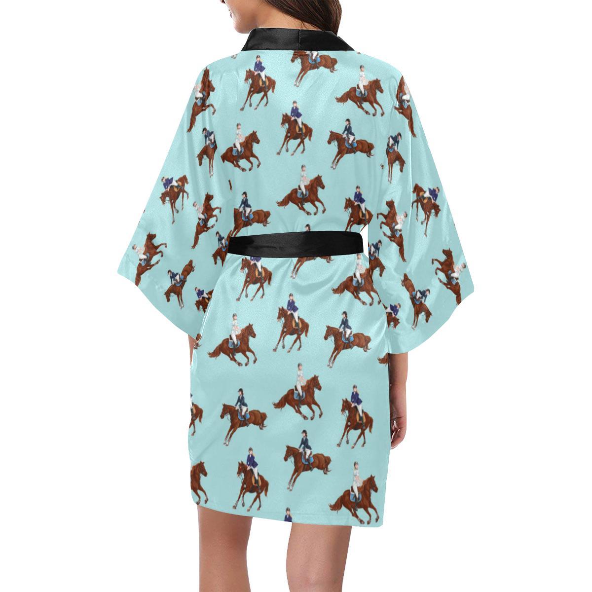 Equestrian Horse Riding Women Short Kimono Robe