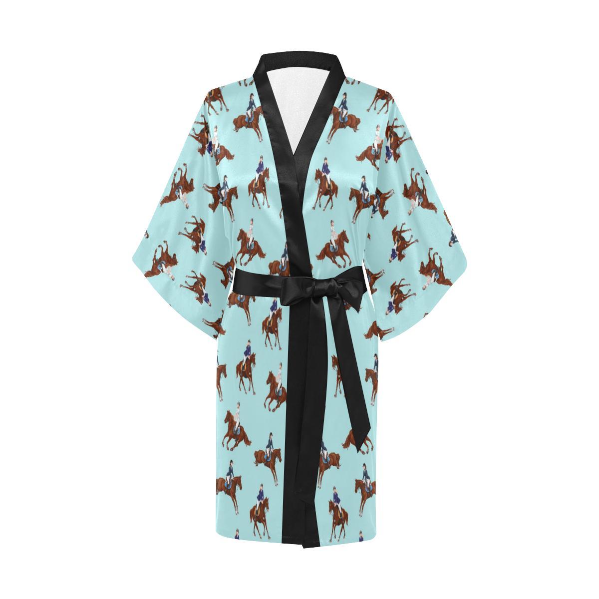 Equestrian Horse Riding Women Short Kimono Robe