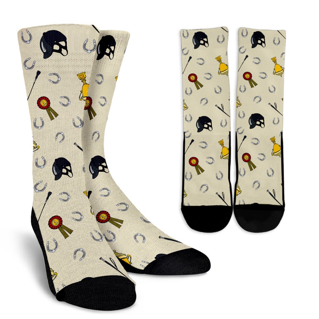 Equestrian Horseshoe Equipment Crew Socks