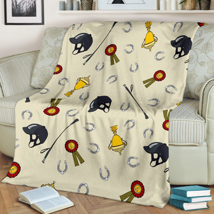 Equestrian Horseshoe Equipment Fleece Blanket