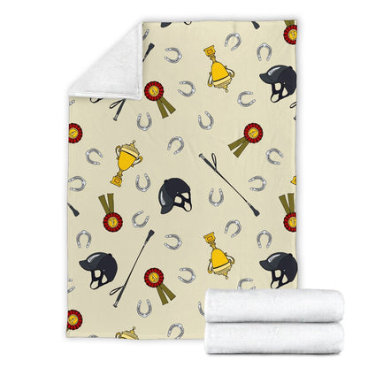 Equestrian Horseshoe Equipment Fleece Blanket