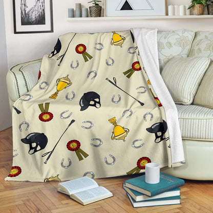 Equestrian Horseshoe Equipment Fleece Blanket
