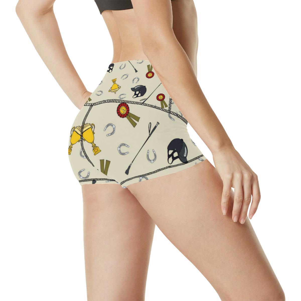Equestrian Horseshoe Equipment High Waisted Spandex Shorts-JTAMIGO.COM