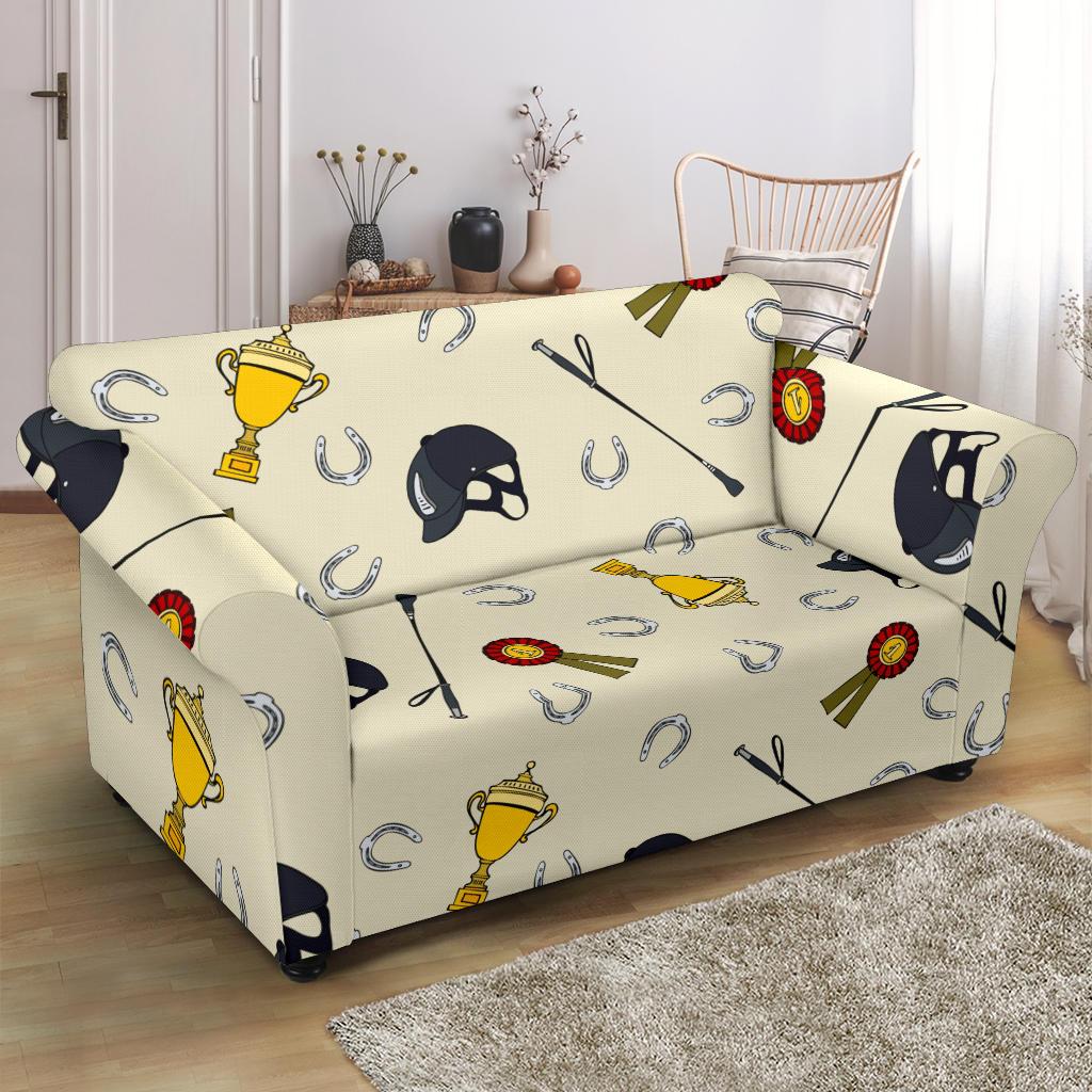 Equestrian Horseshoe Equipment Loveseat Slipcover-JTAMIGO.COM