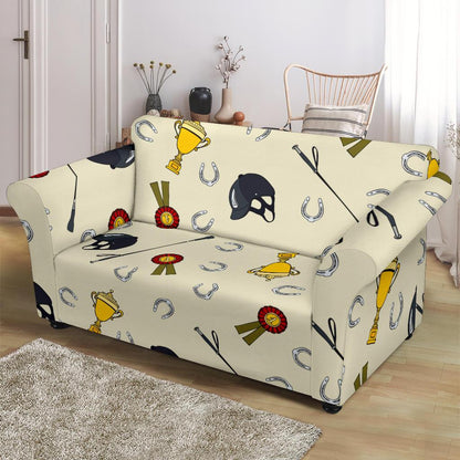 Equestrian Horseshoe Equipment Loveseat Slipcover-JTAMIGO.COM