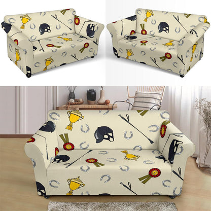 Equestrian Horseshoe Equipment Loveseat Slipcover-JTAMIGO.COM