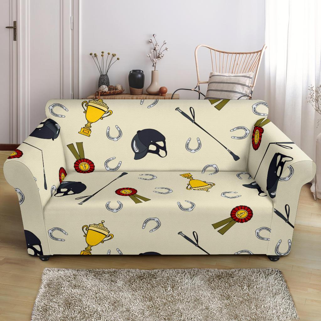 Equestrian Horseshoe Equipment Loveseat Slipcover-JTAMIGO.COM