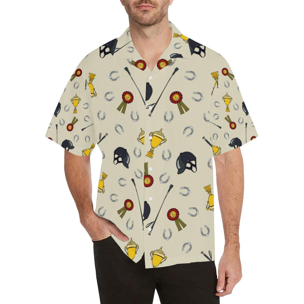 Equestrian Horseshoe Equipment Men Aloha Hawaiian Shirt