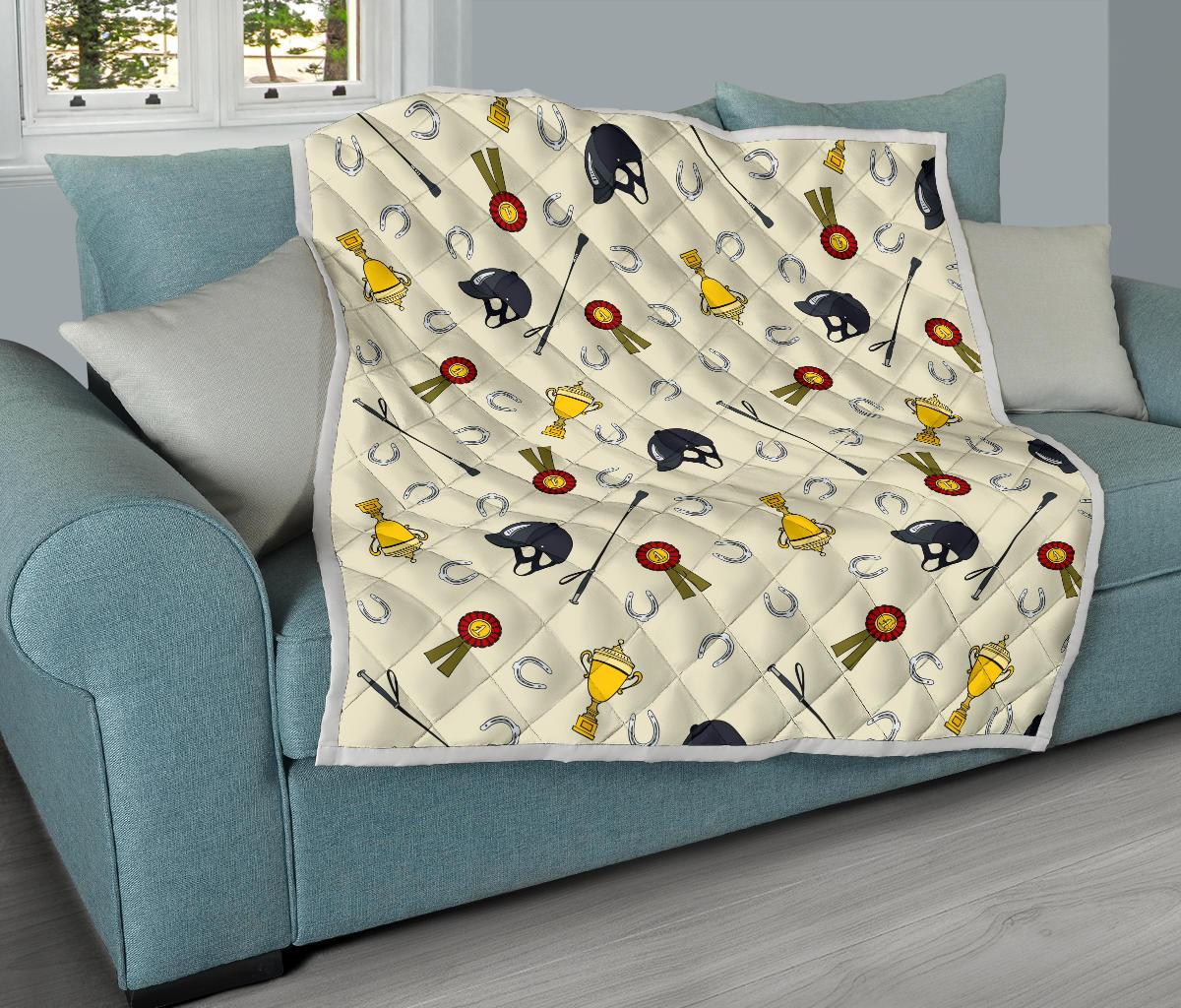 Equestrian Horseshoe Equipment Premium Quilt-JTAMIGO.COM