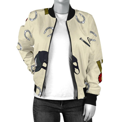 Equestrian Horseshoe Equipment Women Casual Bomber Jacket