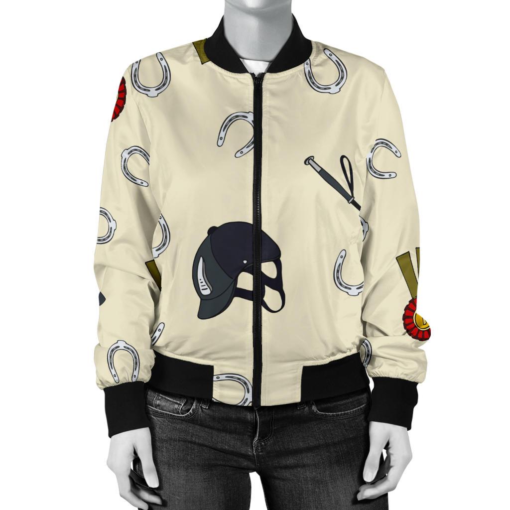 Equestrian Horseshoe Equipment Women Casual Bomber Jacket