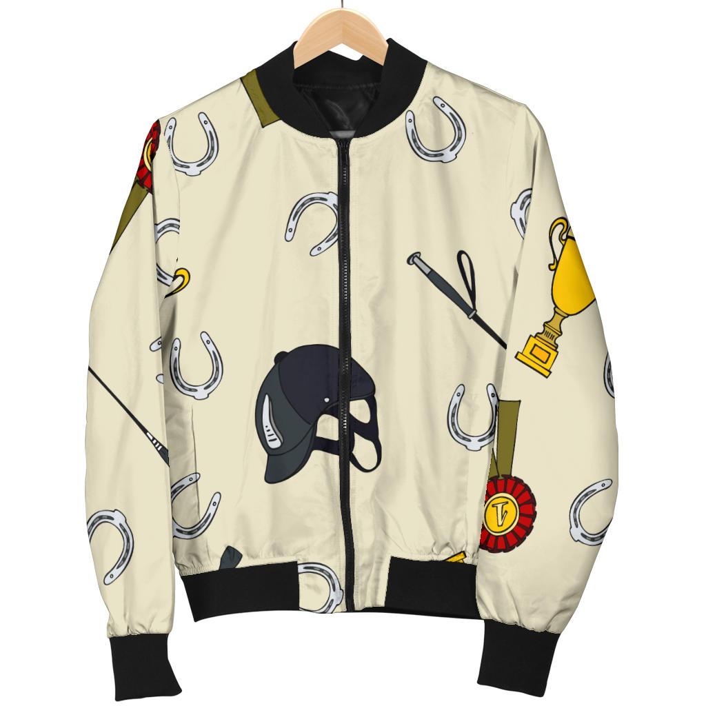 Equestrian Horseshoe Equipment Women Casual Bomber Jacket