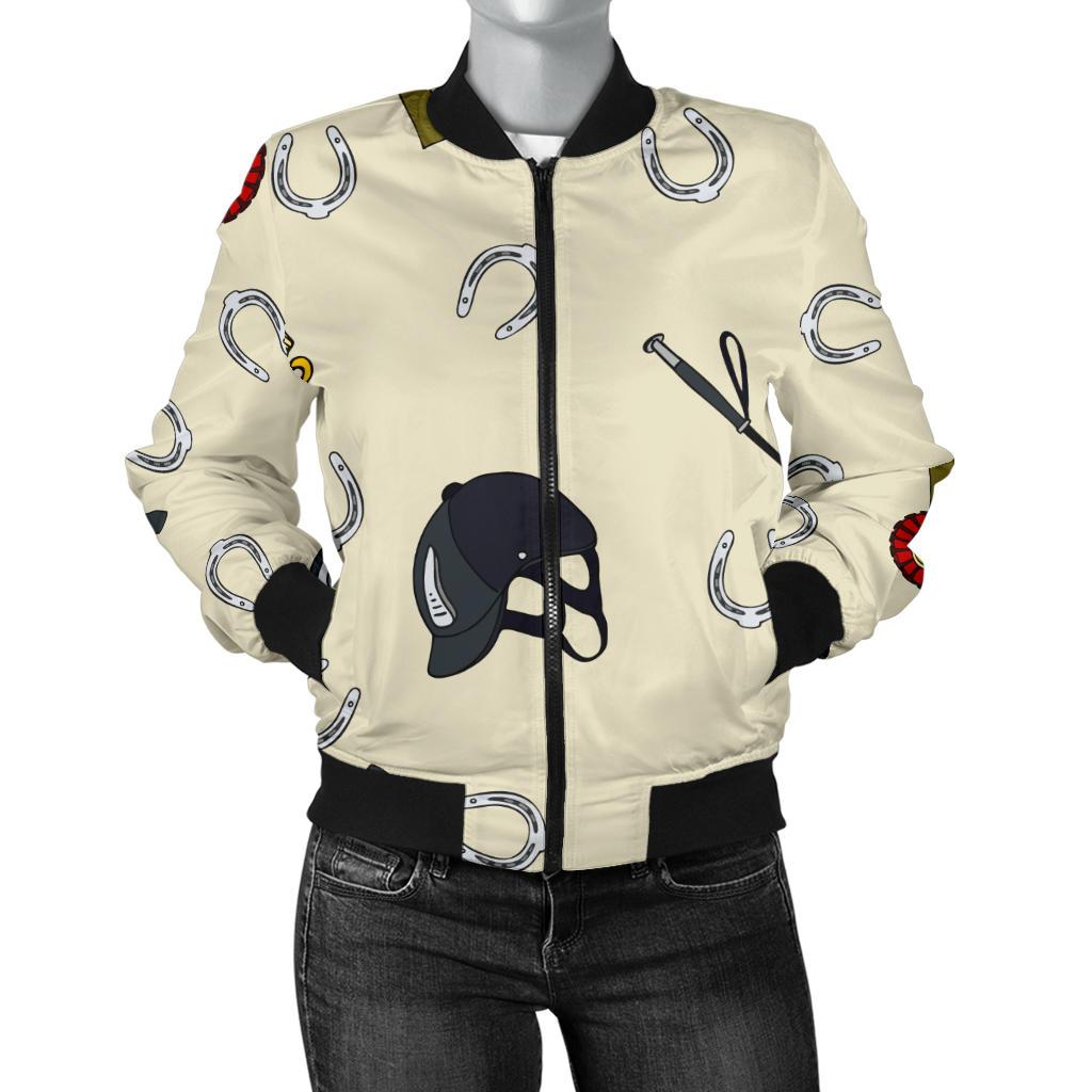 Equestrian Horseshoe Equipment Women Casual Bomber Jacket