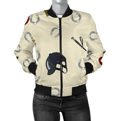 Equestrian Horseshoe Equipment Women Casual Bomber Jacket