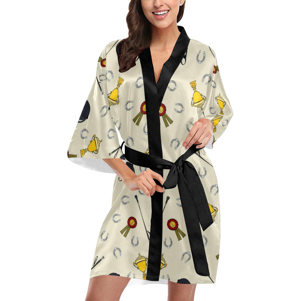Equestrian Horseshoe Equipment Women Short Kimono Robe
