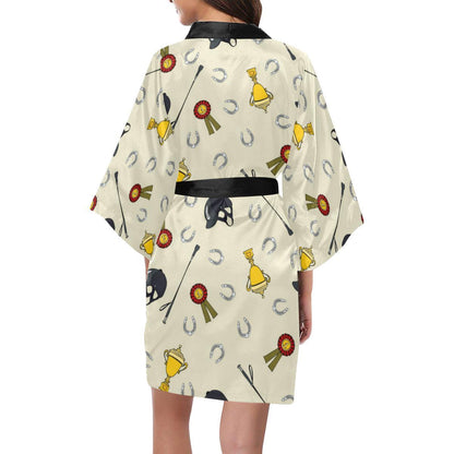 Equestrian Horseshoe Equipment Women Short Kimono Robe