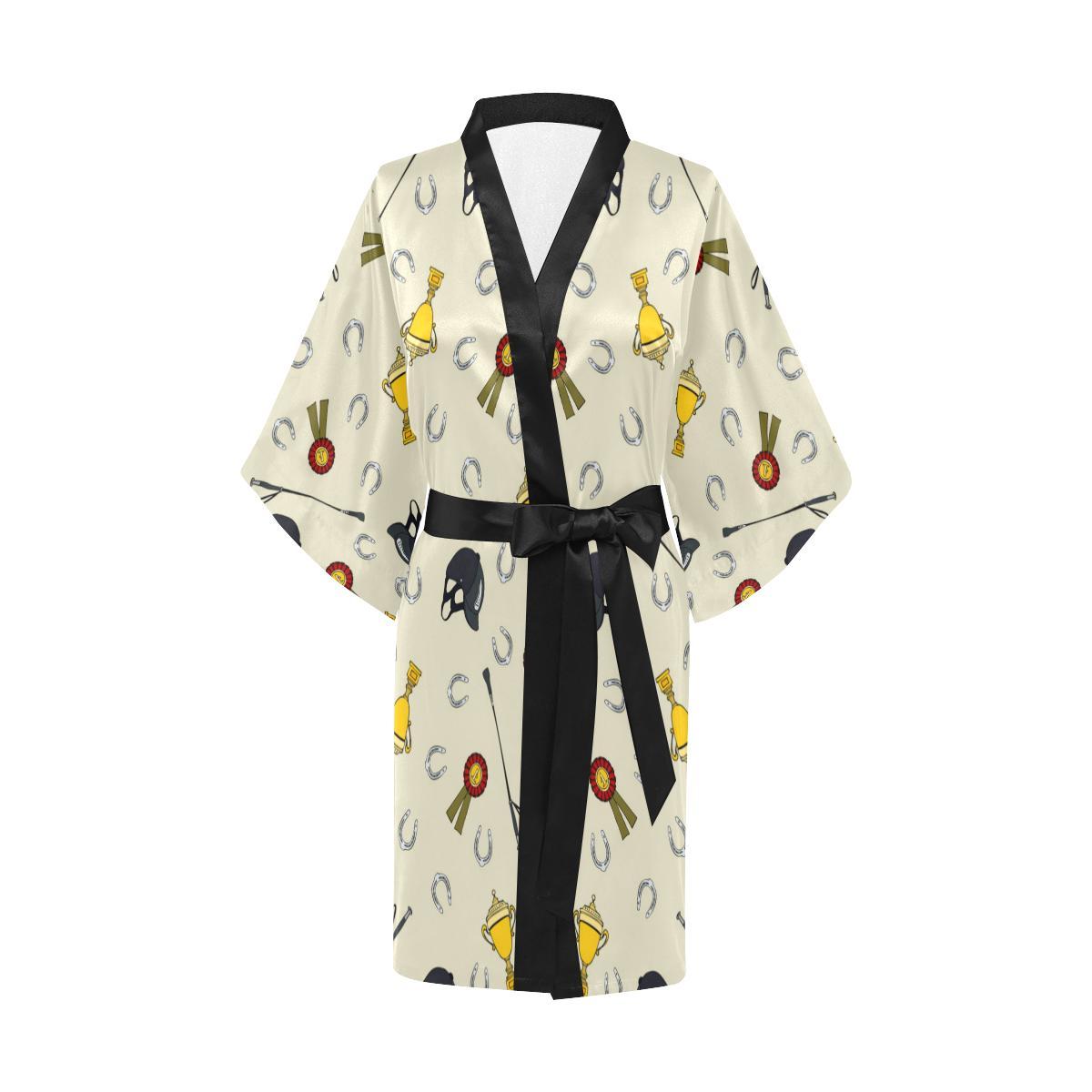Equestrian Horseshoe Equipment Women Short Kimono Robe