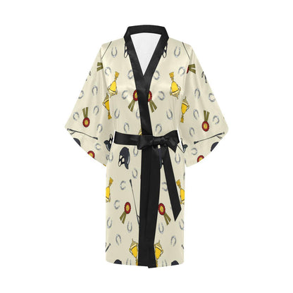 Equestrian Horseshoe Equipment Women Short Kimono Robe