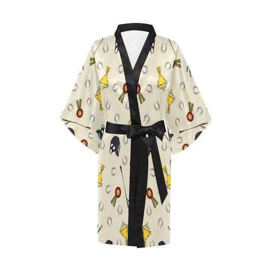 Equestrian Horseshoe Equipment Women Short Kimono Robe