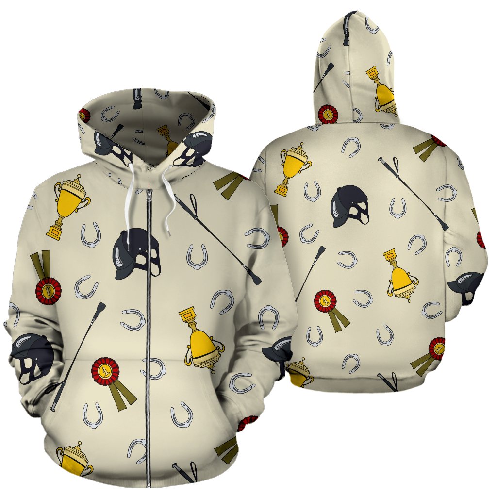 Equestrian Horseshoe Equipment Zip Up Hoodie