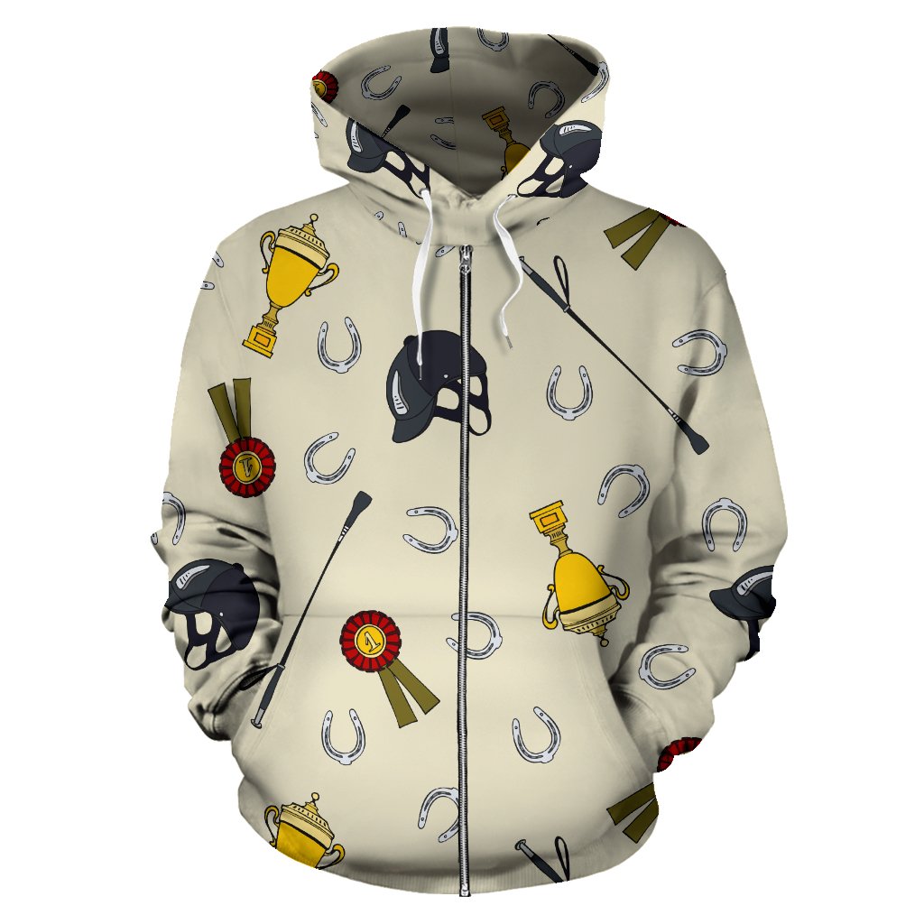 Equestrian Horseshoe Equipment Zip Up Hoodie