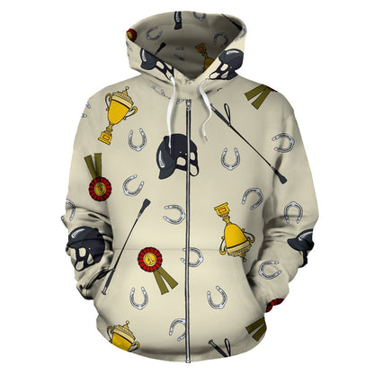 Equestrian Horseshoe Equipment Zip Up Hoodie