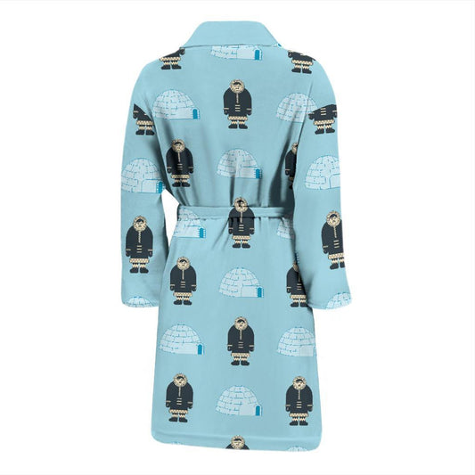 Eskimo Pattern Print Design 03 Men Bathrobe-JORJUNE.COM