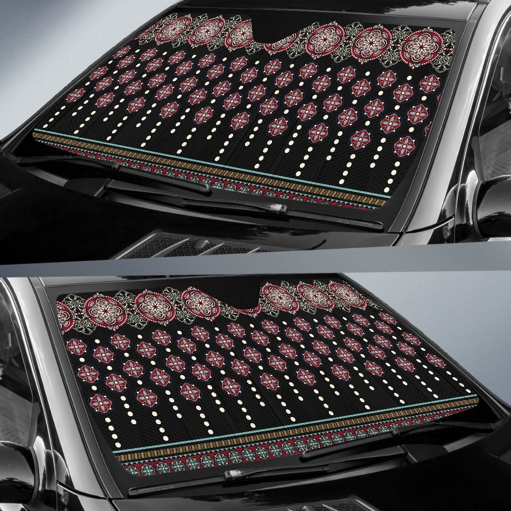 Ethnic Dot Style Print Pattern Car Sun Shade For Windshield