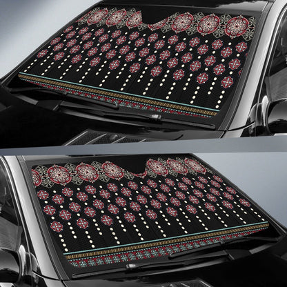 Ethnic Dot Style Print Pattern Car Sun Shade For Windshield