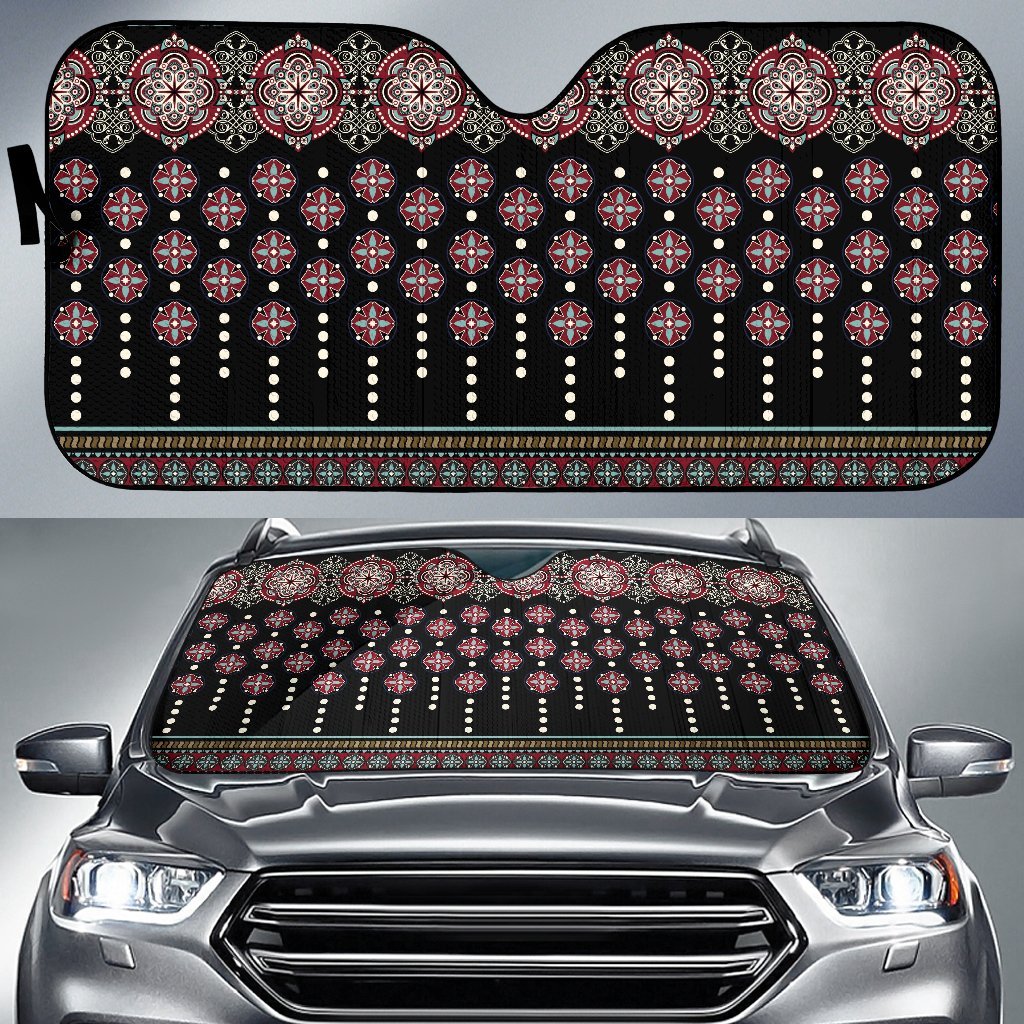 Ethnic Dot Style Print Pattern Car Sun Shade For Windshield