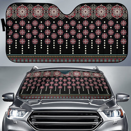 Ethnic Dot Style Print Pattern Car Sun Shade For Windshield