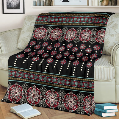 Ethnic Dot Style Print Pattern Fleece Blanket