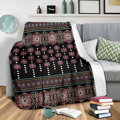 Ethnic Dot Style Print Pattern Fleece Blanket