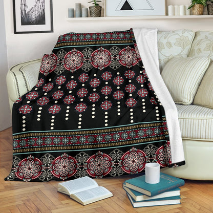 Ethnic Dot Style Print Pattern Fleece Blanket