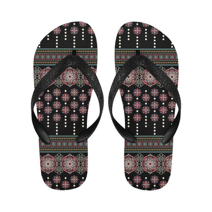 Ethnic Dot Style Print Pattern Flip Flops-JTAMIGO.COM