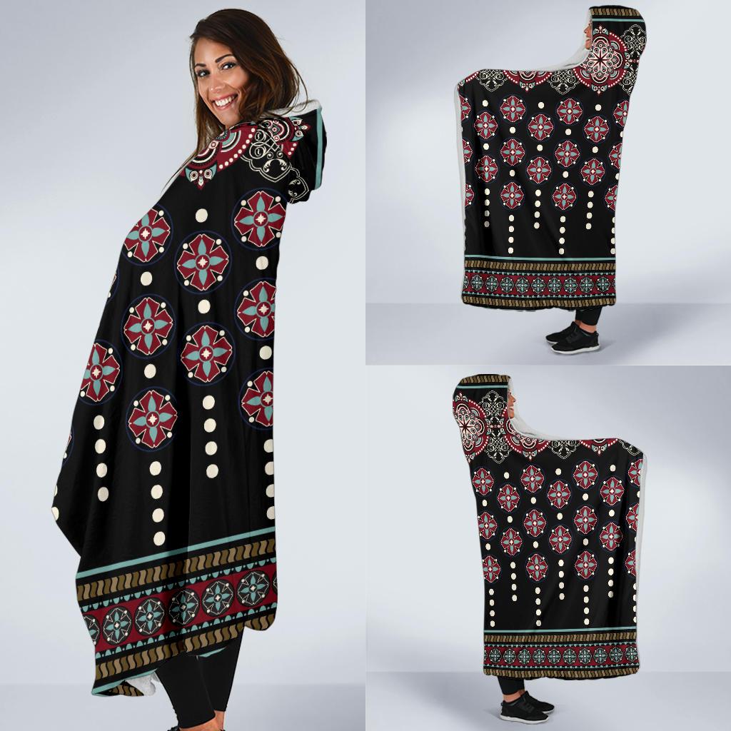 Ethnic Dot Style Print Pattern Hooded Blanket-JTAMIGO.COM